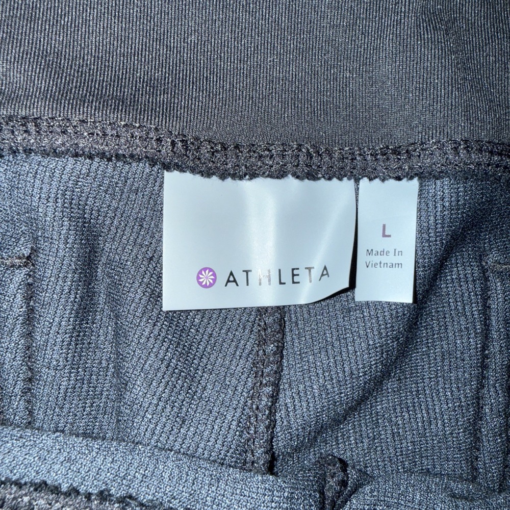 Athleta Metro Mid Rise Velour Cord‎ Large Black Stash Pocket Legging 28" - Picture 3 of 5